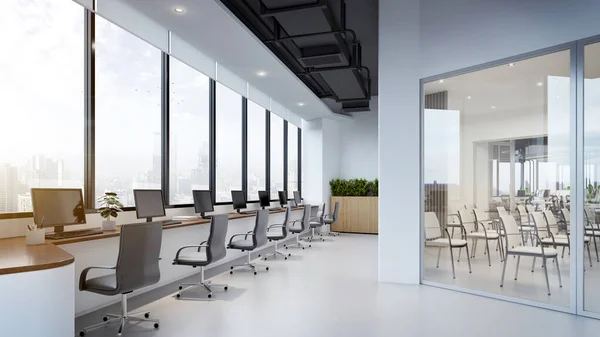 Modernes Office Interior Working Space Rendering — Stockfoto
