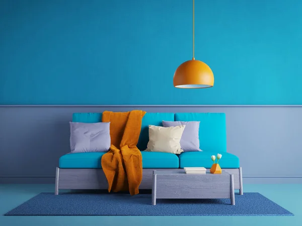 Blur Living Room Sofa Table Ceiling Lamp Rendering — ストック写真