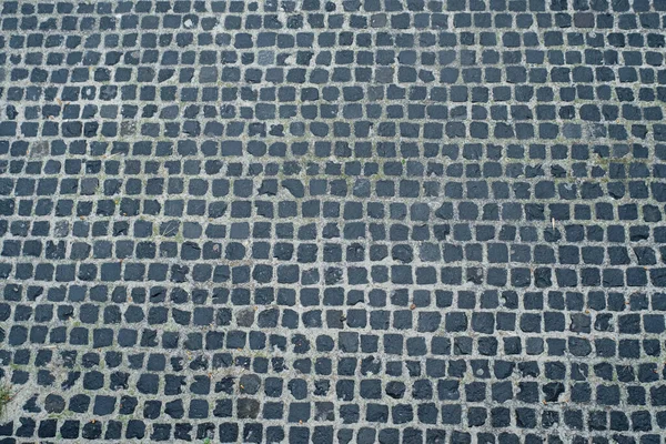 Vista Cima Para Pavimento Pedra Rua Urbana Pedras Molhadas Após — Fotografia de Stock