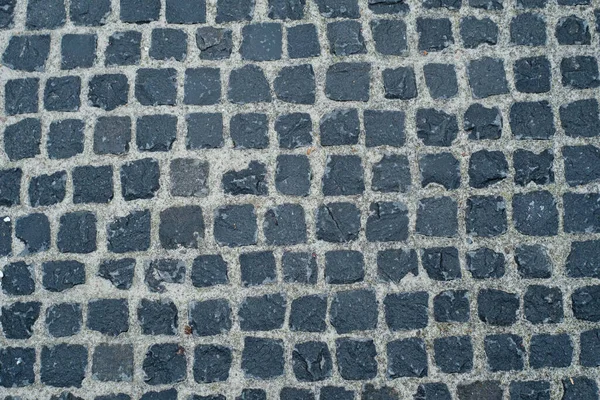 Vista Cima Para Pavimento Pedra Rua Urbana Pedras Molhadas Após — Fotografia de Stock