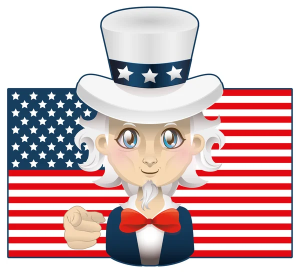 Uncle Sam with USA flag — Stock Vector