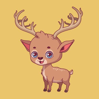 Renkli arka planda bir çizgi film geyiği tasviri