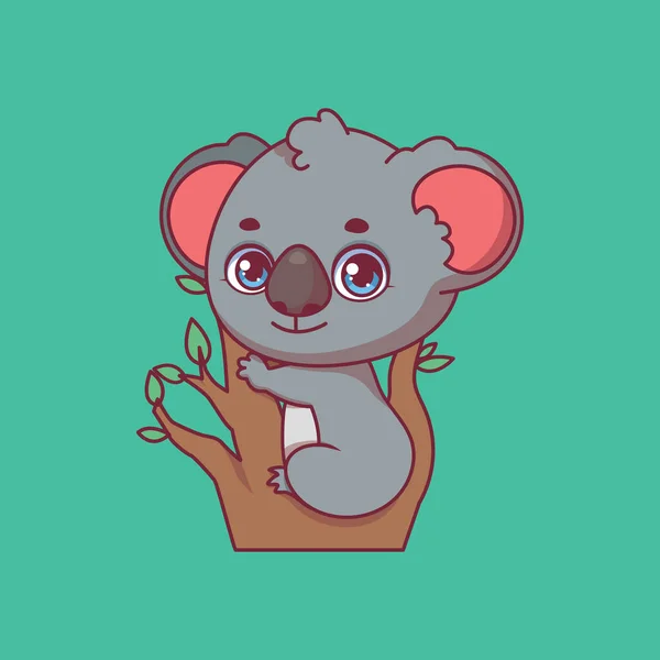 Illustration Koala Dessin Animé Sur Fond Coloré — Image vectorielle
