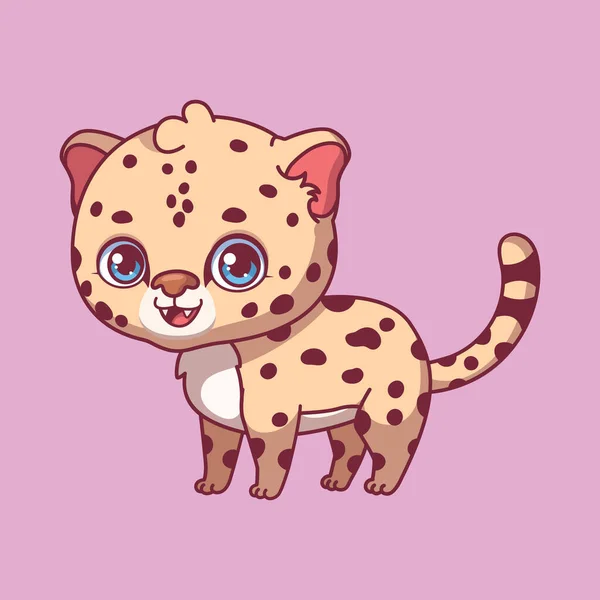 Illustration Cartoon Leopard Colorful Background — Image vectorielle