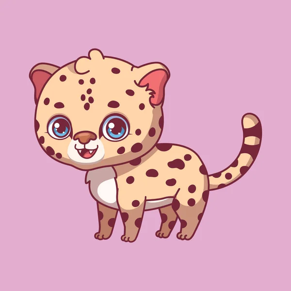 Illustration Cartoon Leopard Colorful Background — Vettoriale Stock