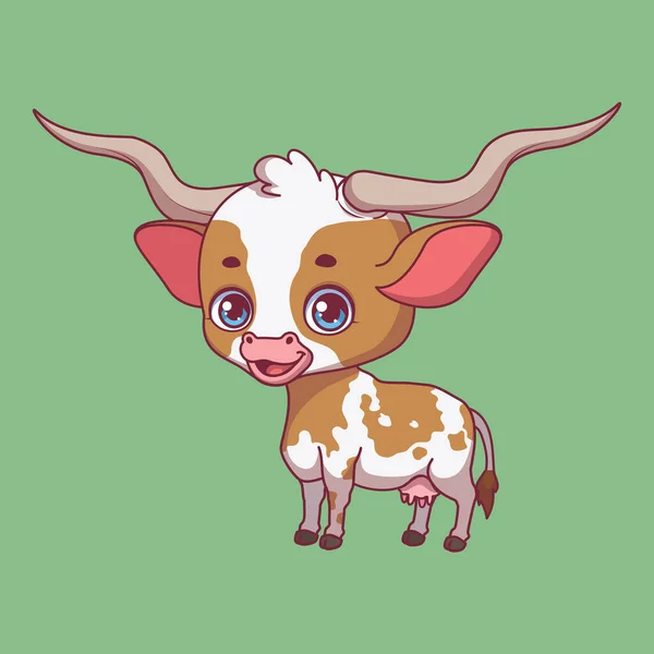 Illustration Cartoon Longhorn Colorful Background — Stok Vektör