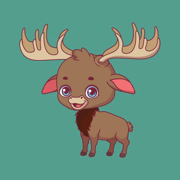 Ilustrasi Dari Sebuah Kartun Moose Pada Latar Belakang Berwarna Warni - Stok Vektor