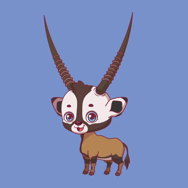 Ilustración Oryx Dibujos Animados Sobre Fondo Colorido — Archivo Imágenes Vectoriales