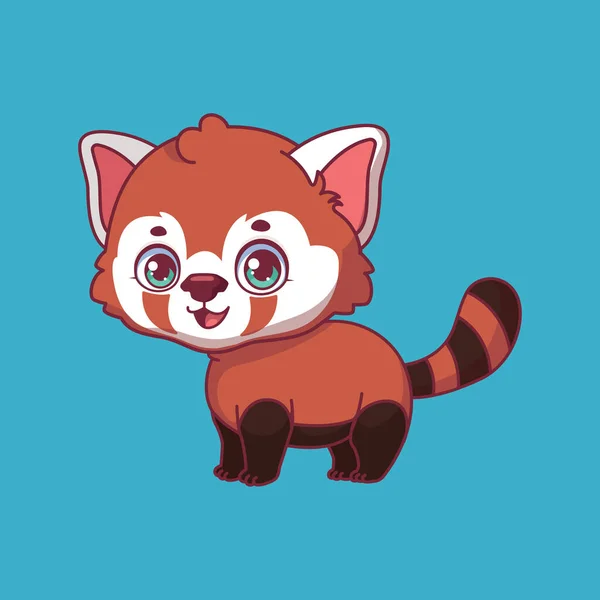 Illustrazione Cartone Animato Panda Rosso Sfondo Colorato — Vettoriale Stock