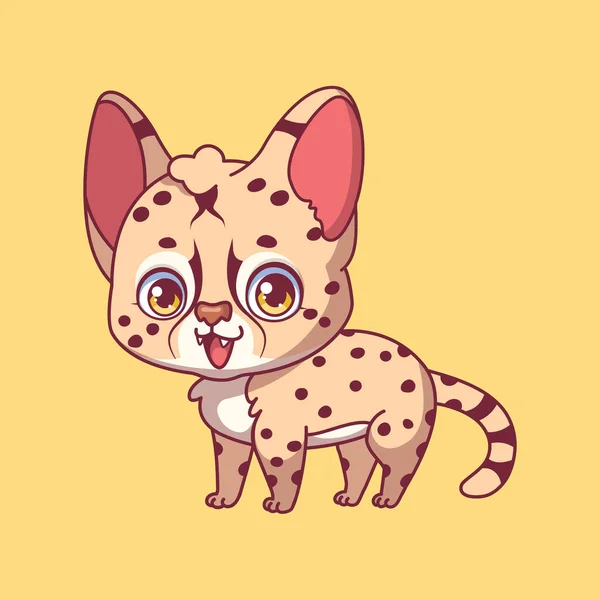 Illustration Cartoon Serval Colorful Background — Vettoriale Stock