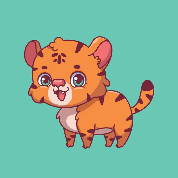 Illustration Cartoon Tiger Colorful Background — Vettoriale Stock