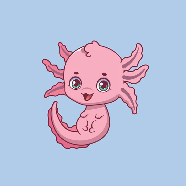 Illustratie Van Een Cartoon Axolotl Kleurrijke Achtergrond — Stockvector