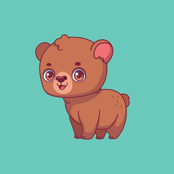 Illustration Cartoon Bear Colorful Background - Stok Vektor