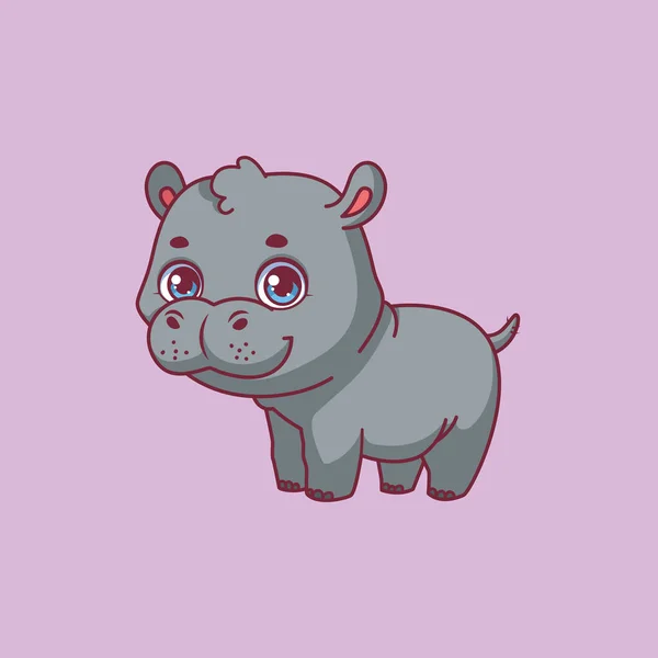 Illustration Cartoon Hippo Colorful Background — Vettoriale Stock