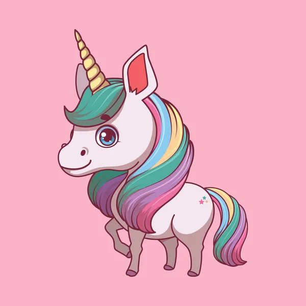 Illustration Cartoon Unicorn Colorful Background — Stockový vektor