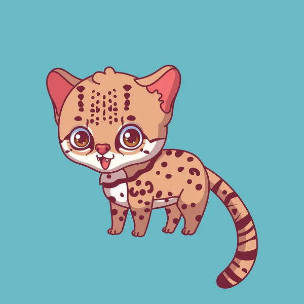 Illustration Dessin Animé Margay Sur Fond Coloré — Image vectorielle