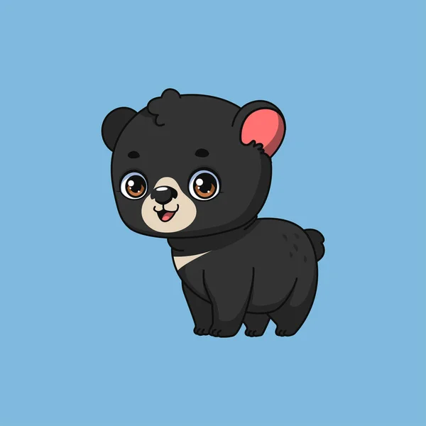 Εικονογράφηση Μιας Μαύρης Αρκούδας Κινουμένων Σχεδίων Πολύχρωμο Φόντο — Διανυσματικό Αρχείο