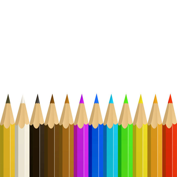 Realistic colored pencils as a pattern or background. Vector illustration.