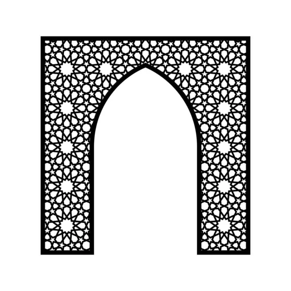 Силует східної ажурної арки в чорному кольорі на білому тлі. Векторні ілюстрації . — стоковий вектор