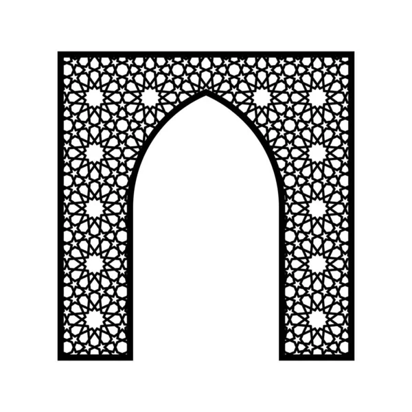 Silueta del arco calado oriental en negro sobre fondo blanco. Ilustración vectorial. — Archivo Imágenes Vectoriales