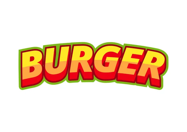 Inschrift Burger im Pop-Art-Stil auf weißem Hintergrund aus bunten Buchstaben. Zum Dekorieren und Drucken von Monster-Speisekarten. Vektorillustration. — Stockvektor