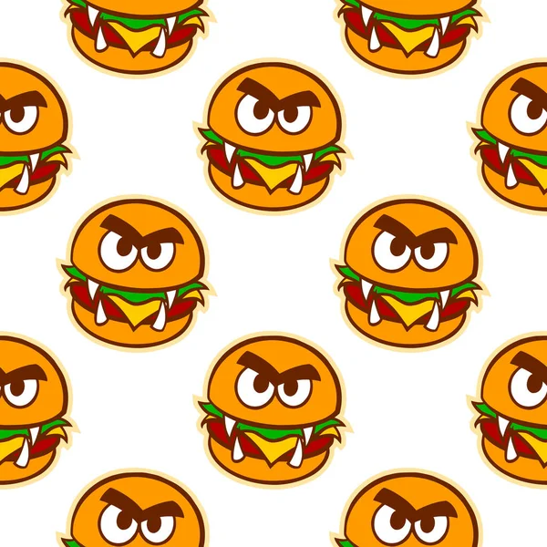 Kreskówkowy Wzór Hamburgery Białym Tle Druku Dekoracji Klip Wektorowy — Wektor stockowy