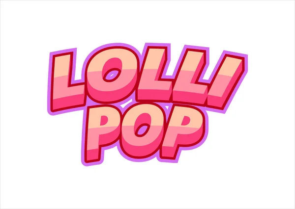 Inscriptie lolly in pop-art stijl op een witte achtergrond van multi-gekleurde letters. Voor monstermenu decoratie en bedrukking. Vectorillustratie. — Stockvector
