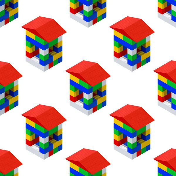 Padrão de casas de brinquedo, cidade ou casas de campo em isometria. Ilustração vetorial — Vetor de Stock