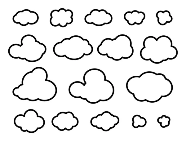 Wolkensymbole Auf Weißem Hintergrund Linienstil Für Druck Und Design Vektorcliparts — Stockvektor
