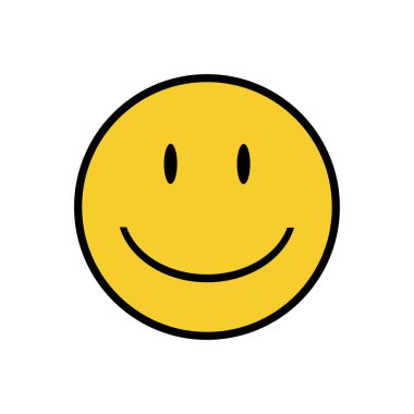 Yazdırmak için çizgi film tarzında gülümseyen bir yüz çiziyorum. Vektör ortamı.