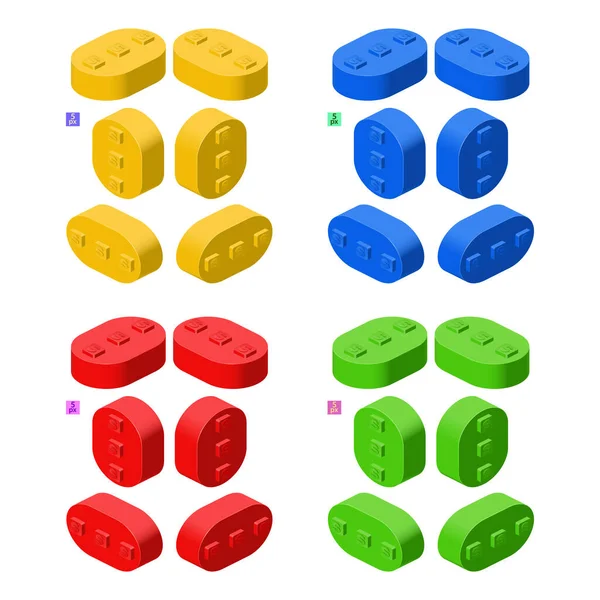 Conjunto Kit Construtor Colorido Isometria Elemento Com Cantos Arredondados Clipart —  Vetores de Stock