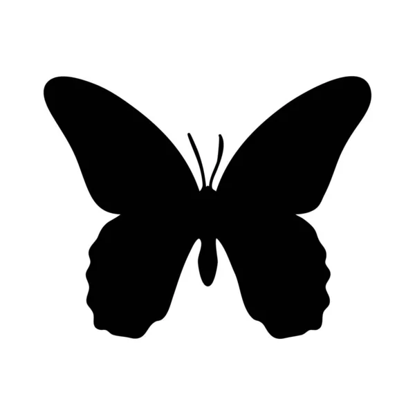 Schmetterling in schwarzer Farbe auf weißem Hintergrund für Druck und Design. Vektorillustration. — Stockvektor