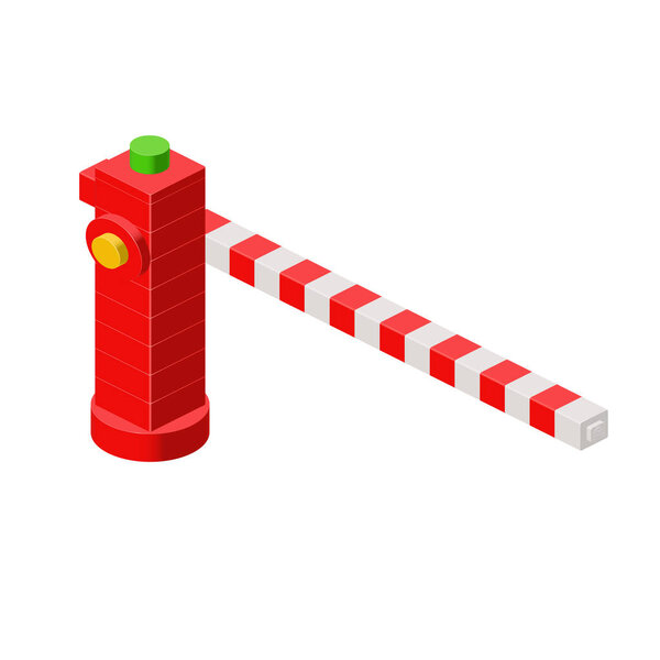 Colored barrier in isometric style on a white background for print and design. Vector clipart.