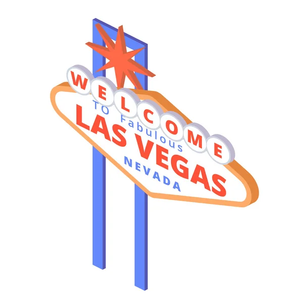 Signboard Welcome Las Vegas Isometric Style White Background Print Design — Διανυσματικό Αρχείο