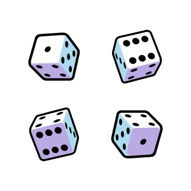 Set of dice in isometric style on a white background for print and design.Vector clipart.