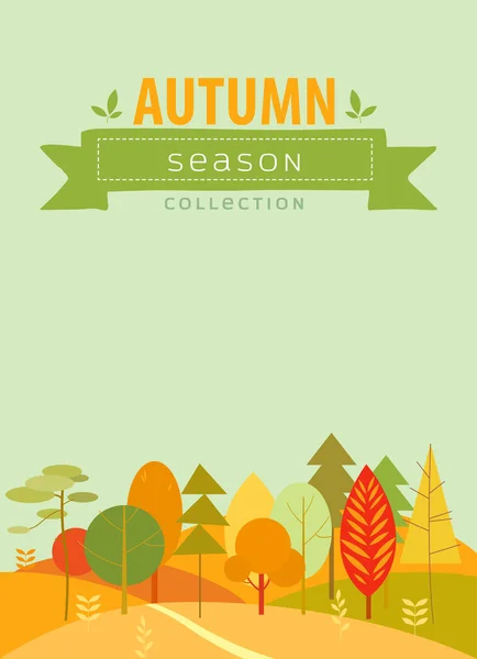Autumn Collection Sale Vertical Banner Cartoon Style Print Design Vector — Stock Vector