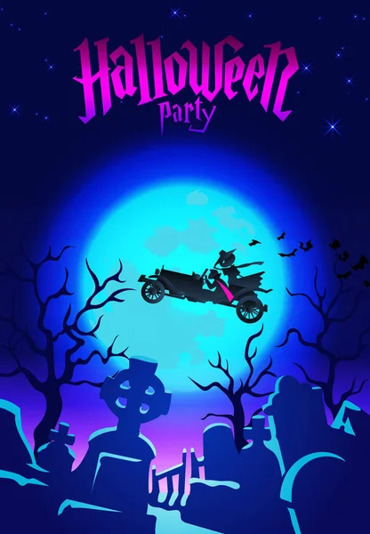 Halloween Party Pozvánka Plakát Karikaturním Stylu Pro Tisk Design Vector — Stockový vektor