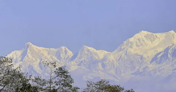 Χιονοσκέπαστα Himalaya Mount Kumbhakarna Jannu Και Mount Kabru Από Lepcha — Φωτογραφία Αρχείου