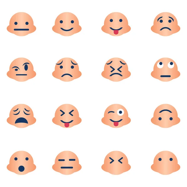 Various Character Face Icons Contains Icons Blinking Face Tongue Persistent — Stock Vector