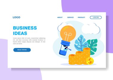 Vektör illüstrasyonu, başarının anahtarı hakkında yaratıcı fikirleri olan girişimciler, yeni yaratıcı düşünceler aramak, yatırım yapmak ve fikirlere para bulmak..