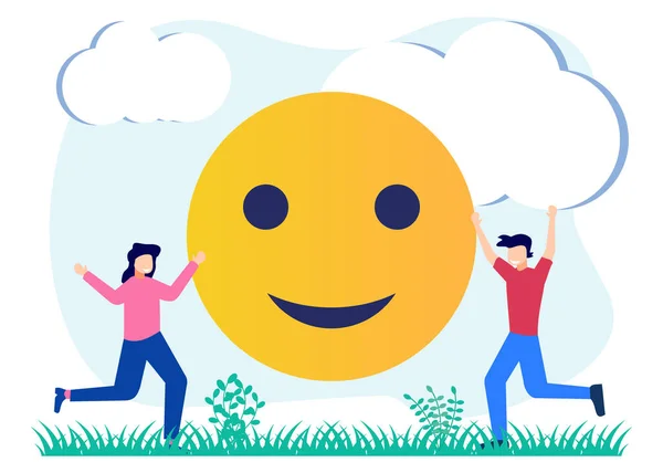 Düz Izometrik Vektör Çizimi Beyaz Arkaplanda Izole Edildi Gülümseyen Emoji — Stok Vektör