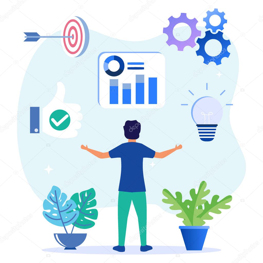 Vector illustration of business skills skills and competencies for performance. Morale of work and education level with work experience and quality training knowledge.