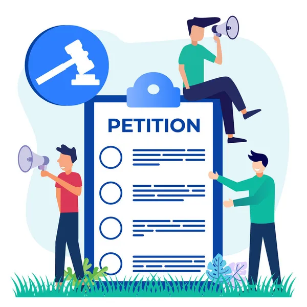 Illustrazione Vettoriale Del Concetto Petizione Firma Distribuisci Petizioni Cambiamento Documento — Vettoriale Stock
