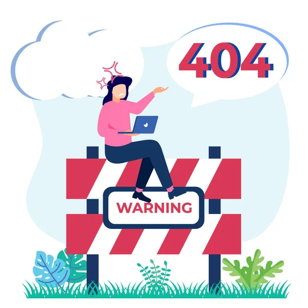 Ilustração Vetorial Conceito Negócio Erro 404 Sinal Internet Interrompido Indisponível — Vetor de Stock