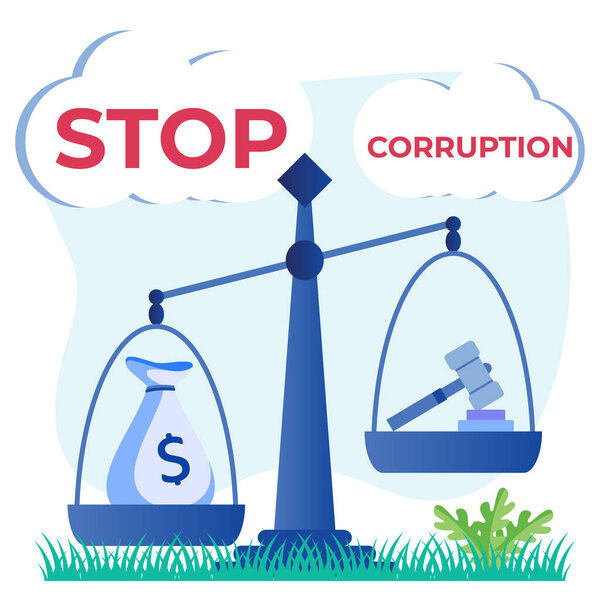 World anti-corruption day observance flat style vector illustration. Eradication of all acts of fraud and public office.