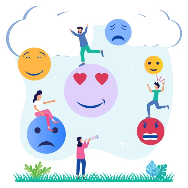 Ilustração Vetorial Expressão Atitude Estilo Plano Símbolo Cara Emoções Sentimentos — Vetor de Stock