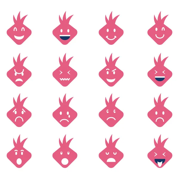 Vector Set Face Emoticons Various Expressions — Stock Vector