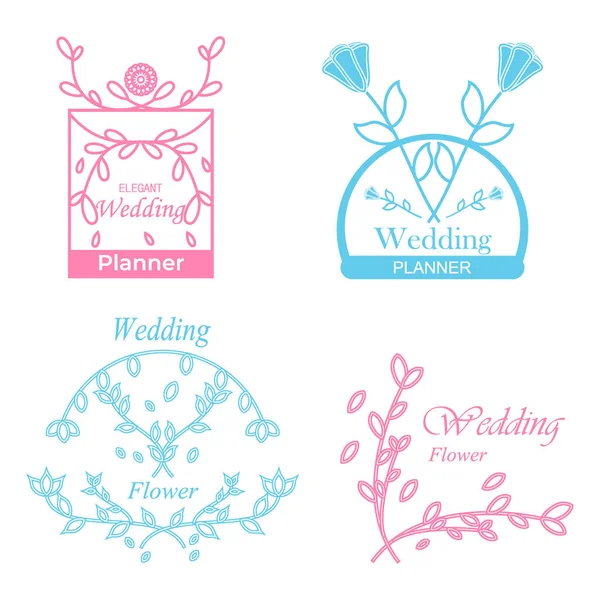 Vector Set Bloemen Diverse Mooie Concepten — Stockvector