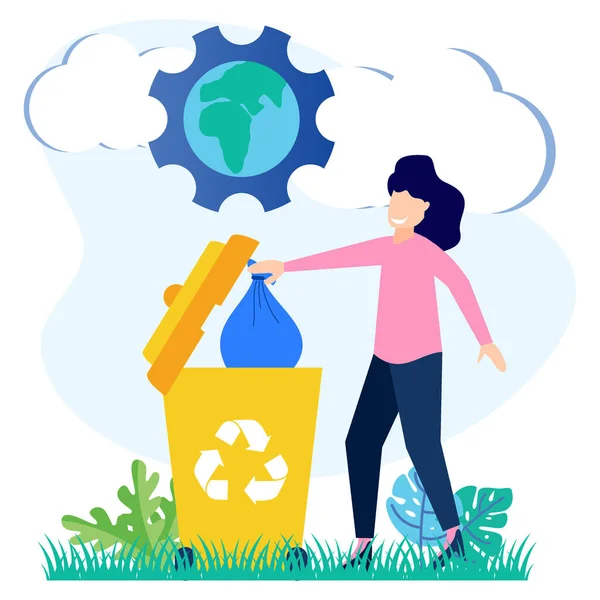 Vector Illustratie Van Duurzaamheid Alternatieve Resource Concept Productie Recycling Met — Stockvector