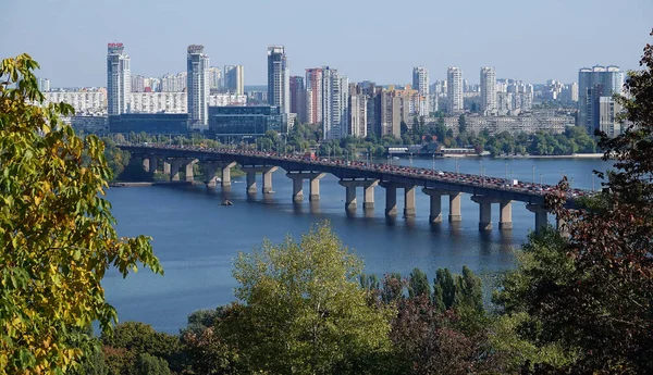 Kiev Oekraïne Oktober 2021 Brug Rivier Dnjepr Vernoemd Naar Paton — Stockfoto